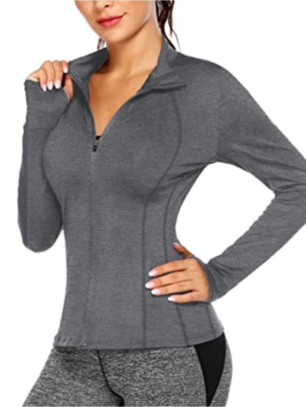 Lightweight Full Zip Running Jacket with Thumb Holes - Women's Athletic Track